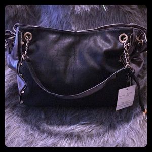 Black vegan leather purse